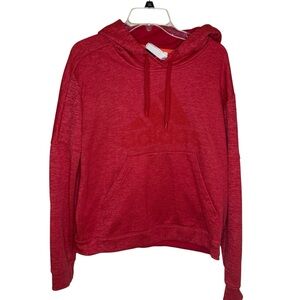 Adidas Red Orange Crop Hoodie with Thumb Holes Womens XL